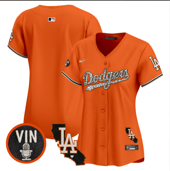 Women Los Angeles Dodgers 2025 orange Limited Stitched Jersey->women mlb jersey->Women Jersey